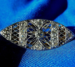 NATURAL EARTH MINED DIAMOND ORIGINAL ART Deco Brooch PLATINUM Filigree Pendant