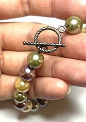 Lovely Vintage Sterling Silver Clasp Lavender Yellow Green Acrylic Bead Bracelet