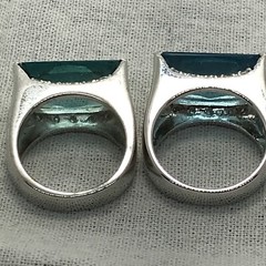 Vintage Signed LL 925 Sterling Silver Aqua Rhinestone Crystals Ring Varied sizes