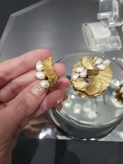 Clip on Screw back Earrings & Brooch pin Crystal faux pearl vtg ALL SIGNED “BSK”
