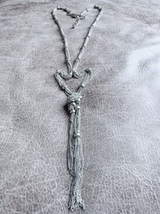 Y2K Vintage Signed Chico’s Y-Drop Necklace Silver Tone Slinky Fidget-Friendly