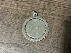 Vintage “Charming 19” Scalloped Edge Sterling Silver Disc Charm Pendant 2.46g