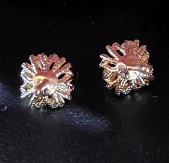Vintage 14k Yellow Gold 6mm Filigree Flower Dome Stud Earrings – 0.6 g Starburst