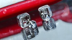10k w/gold earrings 0.25ct natural diamond invisible set screwback 1.60gr N3650