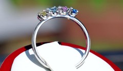 14k white gold mother’s size 8 ring 0.99ct lab created gemstones 3.0gr