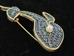 Lot of 3 Black Enamel Blue Rhinestone Fish Whale Brooch Nautical Sea Life Beach