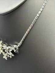 Vintage Trifari Alfred Phillipe Silver Tone Rhinestone Necklace Choker Flowers
