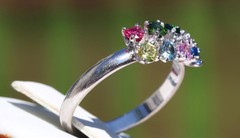 14k white gold mother’s size 8 ring 0.99ct lab created gemstones 3.0gr