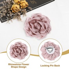 4″ Silk Satin Flower Brooch Pin Large Peony Floral Lapel Pin Rose Pink