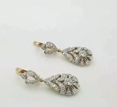 Art Deco Style Lab-Created Diamond Engagement Wedding 14K Yellow Gold FN Earring