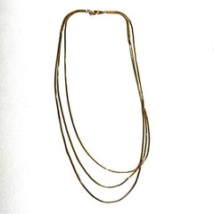Triple Strand Gold Tone Chain Necklace Simple Elegant Made in Korea Y2K Era