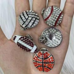 Sports Ball Brooch Pins Rhinestone Football Basketball Soccer Baseball
