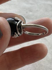 Vintage 925 Sterling Silver Black Pearl Ring Size 5.25 Estate Jewelry