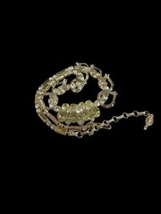 Vintage MCM Necklace Sarah Coventry Clear Yellow Green Rhinestone 16-18″