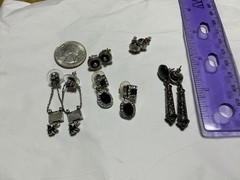 Vintage Silver Tone Drop Post Earring Lot, Napier Mother of Pearl/Abalone