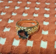 Vintage 925 Silver Gold Vermeil London Blue Topaz Ring Size 10