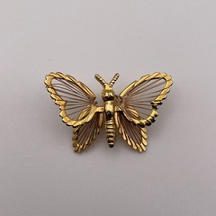 Beautiful Vintage Monet Gold Delicate Butterfly Pin, Signed, Secure Clasp