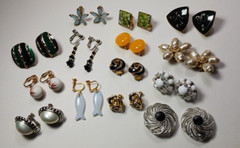 Vintage Lot Clip/Screw on Earrings 3 Signed Faux Pearl Silvertone 14 Pairs