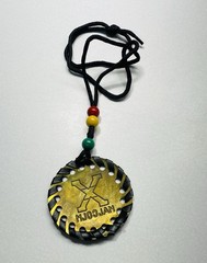 Vintage 90s Malcolm X African Medallion Necklace 26″ Rasta Colors