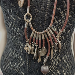 UNOde50 Rare Boho Leather Charm Necklace Statement Talismans Spiritual Unisex