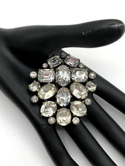 Vintage EISENBERG ORIGINAL Clear Rhinestone FUR CLIP SIGNED Pre WW2 Era