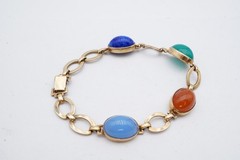 Vintage Gold Plated Sterling Silver 925 Carnelian Bracelet 7.5″