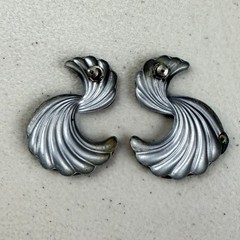 Vintage Rainbow Earrings 1990s Swirl Thin Enamel Colorful Pierced Earrings