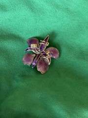 David Anderson Purple Orchid Pin, Enamel And Sterling Silver, Norway, 925S