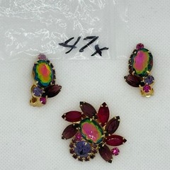 Juliana D&E Fuchsia Watermelon Brooch And Earrings Book Set 2248 & 3470
