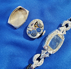 Original EARTH MINED DIAMOND Deco Elgin Watch Gatsby era Vintage PLATINUM Case