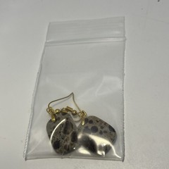 Asteroid Jasper Gold French Wire Earrings Natural Gemstone Earthy Cosmic Casual