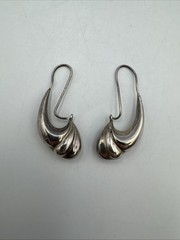 Vintage Sterling Silver 925 Abstract Ribbed Dangle 40.77mm Earrings 5.2g