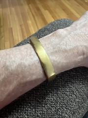 Vintage Heavy Solid Brass Modernist Geometric Cuff Bracelet Open Bangle