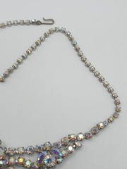 VTG Aurora Borealis Rhinestone Bib Necklace Multi Tier Choker Statement