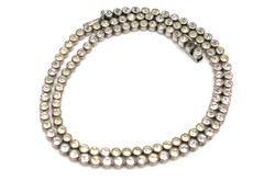 Antique Edwardian 935 Silver Paste Tennis Chain Necklace 15.5” 10.65g