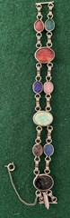 Vintage Scarab Bracelet Double Link w/ Safety Chain Clasp & Gold Tone Brooch Pin