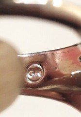 Silver Tone Ring Crossover Wrap Flared Bars 6 Crystals 1 Inch Size 6.75