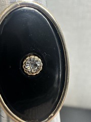 Faux Black Onyx Size 6.5 Gold Tone Clear Stone