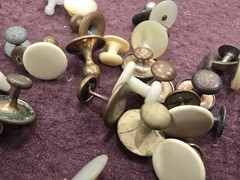 Antique Vtg Collar Cuff Stud Buttons Lot Mother Pearl Mop Over 70 PCs Sets Too