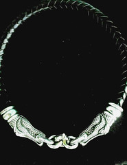 Barry Kieselstein Cord 925 Silver Alligator Head Braided Leather Choker Necklace
