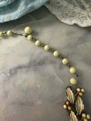 Vintage Coro Enamel Leaves Berries Choker Necklace Gold Tone Mid Century 1950s