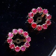 14k yellow gold 0.40ct ruby earring jackets vintage heated handmade 0.80gr