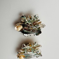 Vintage Snowflake Clip On Earrings Silver Gold Tone Two Tone Winter Holiday