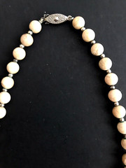 Tan Stone BEAD BEADED Beige JASPER Earth Tone Necklace Bohemian Safety Clasp