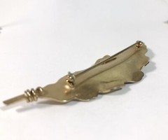 Coro Leaf Brooch Pin Vintage Brushed Gold Tone Signed 3.5 Inches