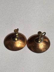 Vintage MCM Mid-century Red Enamel On Copper Screw Back EARRINGS