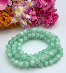 Vintage Seafoam Green Lucite Beaded Necklace No Clasp Translucent 9.3mm 17”