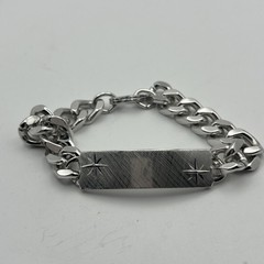 Vintage Sterling Silver Kalbe ID Nameplate Plaque With Stainless Steel Bracelet