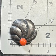 Rare Dinkelsbühl antique vintage German 935 silver red coral brooch pin