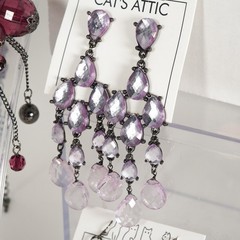Dark Gothic Romance Black & Purple Filigree, Chandelier, & Faceted Crystal Mix